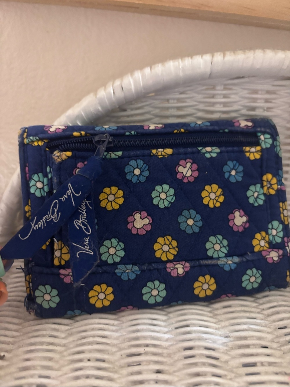 Vera Bradley x Disney Navy Quilted Floral Zip Wallet